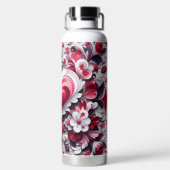 Farbiges, blumengeschmücktes Herz Trinkflasche (Rückseite)