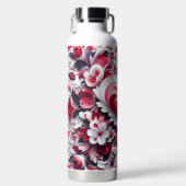 Farbiges, blumengeschmücktes Herz Trinkflasche (Vorderseite)