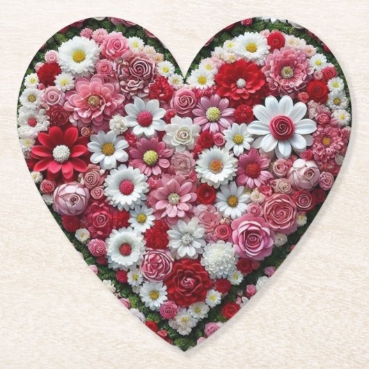 Farbiges, blumengeschmücktes Herz Untersetzer (Vorderseite)