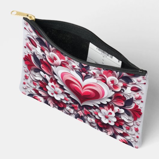 Farbiges, blumengeschmücktes Herz Zubehörtasche (Offen)