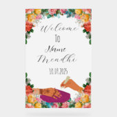 Farbiges blumengeschmücktes Mendhi Acrylschild (Vorderseite)