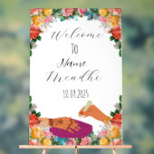 Farbiges blumengeschmücktes Mendhi Acrylschild (Neutral)