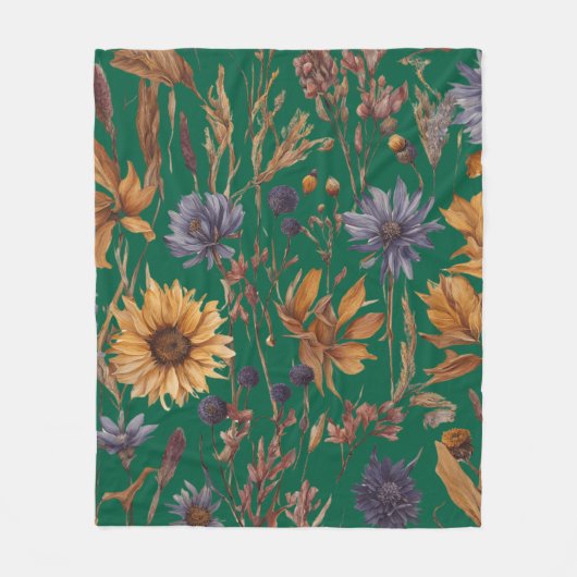 Farbiges Blumenmotiv Fleecedecke (Vorderseite)