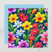 Farbiges Blumenmuster Einladung (Vorne/Hinten)