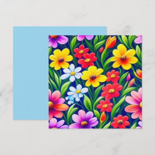 Farbiges Blumenmuster Einladung (Vorne/Hinten)