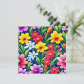 Farbiges Blumenmuster Einladung (Stehend Vorderseite)