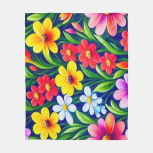 Farbiges Blumenmuster Fleecedecke