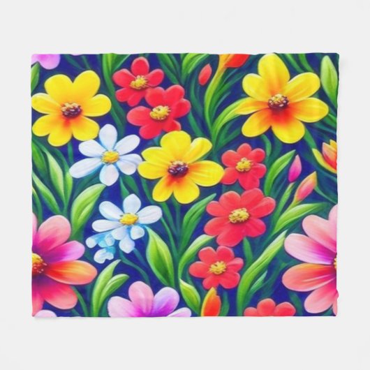 Farbiges Blumenmuster Fleecedecke (Vorderseite (Horizontal))
