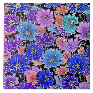 Farbiges Blumenmuster Fliese