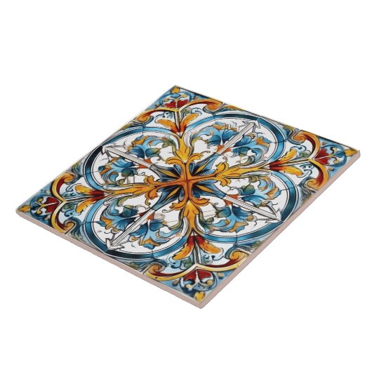 Farbiges Blumenmuster Fliese (Seite)