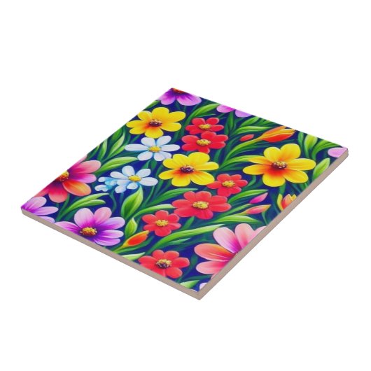 Farbiges Blumenmuster Fliese (Seite)