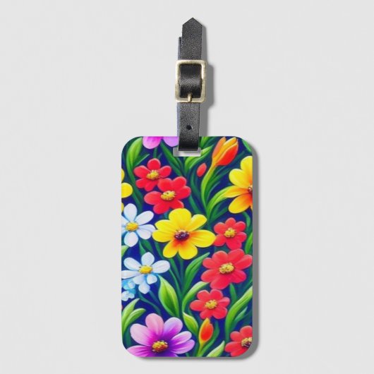 Farbiges Blumenmuster Gepäckanhänger (Vorderseite Vertikal)