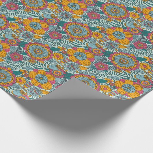 Farbiges Blumenmuster Geschenkpapier (Ecke)