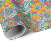 Farbiges Blumenmuster Geschenkpapier (Rolleneckpunkt)