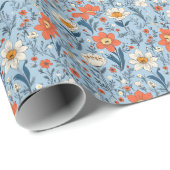 Farbiges Blumenmuster Geschenkpapier (Rolleneckpunkt)