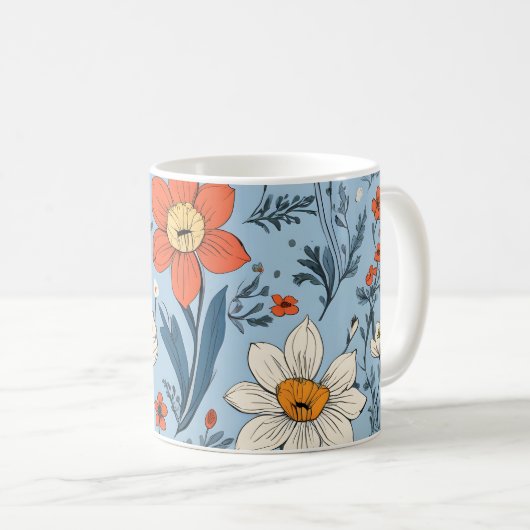 Farbiges Blumenmuster Kaffeetasse (VorderseiteRechts)