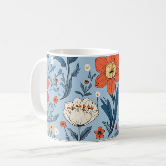 Farbiges Blumenmuster Kaffeetasse (Vorderseite Links)