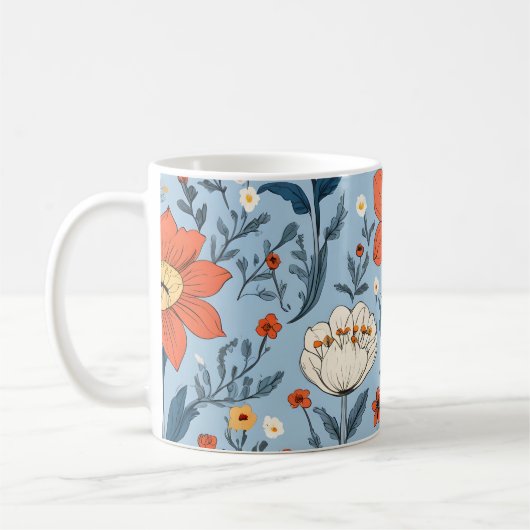 Farbiges Blumenmuster Kaffeetasse (Links)