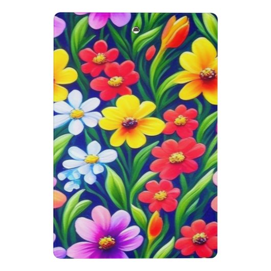 Farbiges Blumenmuster Mini Klemmbrett (Rückseite)