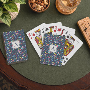 Farbiges Blumenmuster-Monogramm-Spielkarten Spielkarten