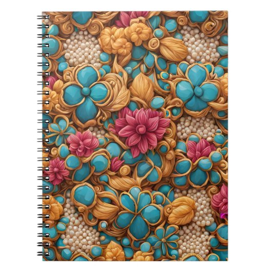 Farbiges Blumenmuster Notizblock (Vorderseite)