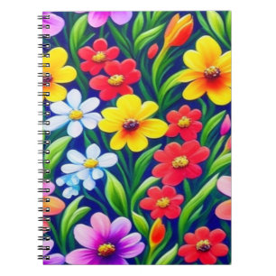 Farbiges Blumenmuster Notizblock