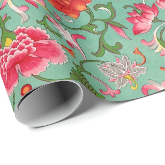 Farbiges Blumenmuster Papier Geschenkpapier (Rolleneckpunkt)