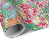 Farbiges Blumenmuster Papier Geschenkpapier (Rolleneckpunkt)