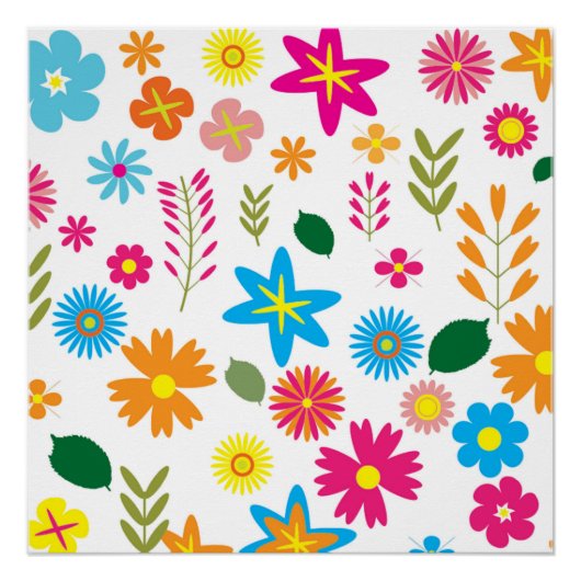 FARBIGES BLUMENMUSTER POSTER (Vorderseite)