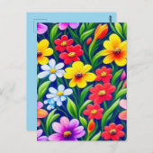 Farbiges Blumenmuster Postkarte (Vorne/Hinten)
