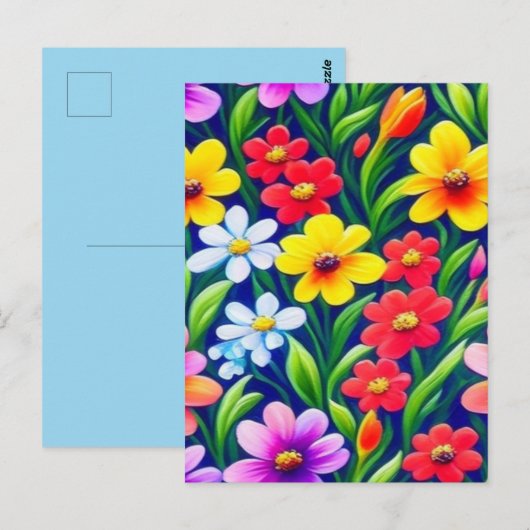 Farbiges Blumenmuster Postkarte (Vorne/Hinten)