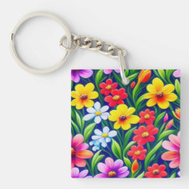 Farbiges Blumenmuster Schlüsselanhänger