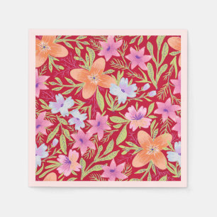 Farbiges Blumenmuster Serviette