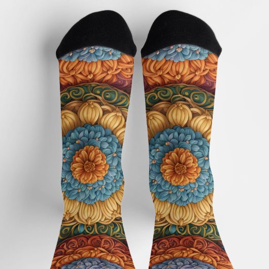 Farbiges Blumenmuster Socken (Oben)