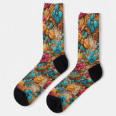 Farbiges Blumenmuster Socken (Linkes Detail)