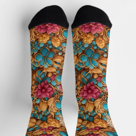 Farbiges Blumenmuster Socken (Oben)