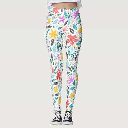 Farbiges Blumenmuster-Übungshose Leggings (Vorderseite)