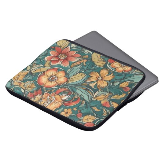 Farbiges Blumenmuster | Wilde Blume Laptopschutzhülle (Vorne Oben)