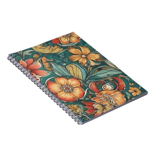 Farbiges Blumenmuster | Wilde Blume Notizblock (Rechte Seite)