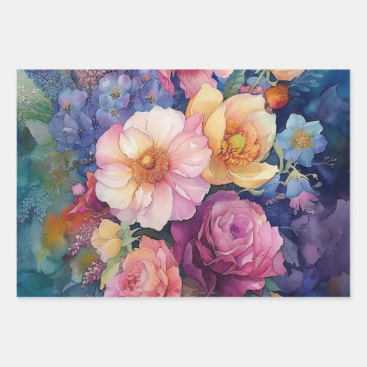 Farbiges Blumenpapier Geschenkpapier Set (Vorderseite 3)