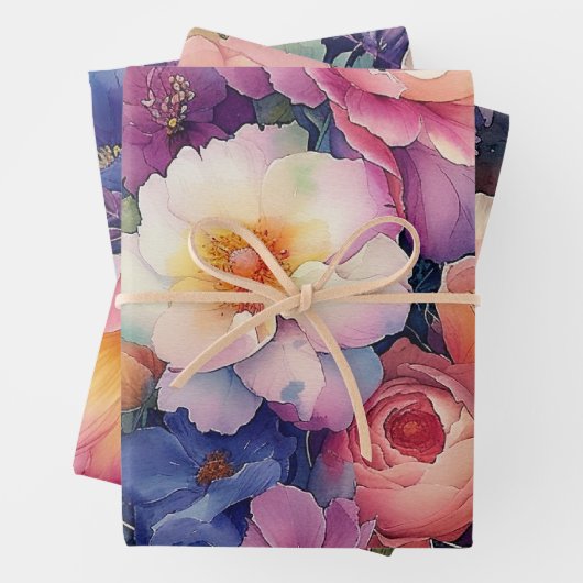 Farbiges Blumenpapier Geschenkpapier Set (Beispiel)