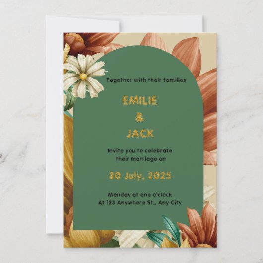 Farbiges Blumenportrait Einladung (Vorderseite)