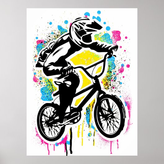 Farbiges Bmx Poster - Bmx Bike Bicycle - Graffiti (Vorne)
