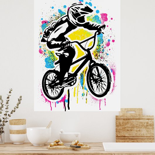 Farbiges Bmx Poster - Bmx Bike Bicycle - Graffiti (Küche)