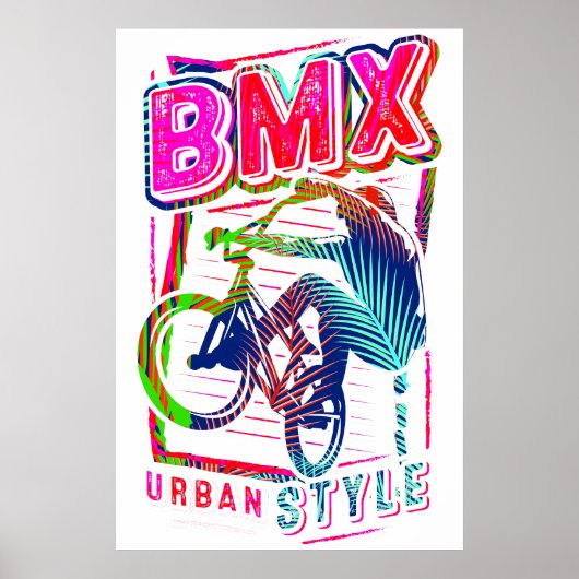 Farbiges Bmx Poster - Bmx Bike Bicycle - Urban (Vorne)