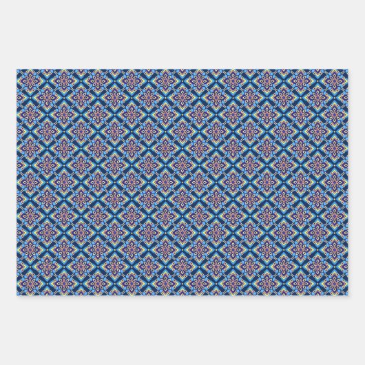 Farbiges Boho Geometrie-Muster Geschenkpapier Set (Vorderseite 2)