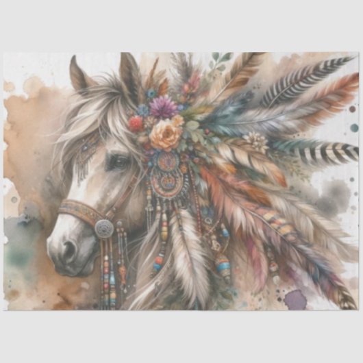Farbiges Boho Horse Tissue Paper Seidenpapier (Vorderseite)