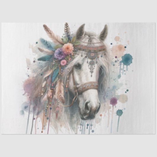 Farbiges Boho Horse Tissue Paper Seidenpapier (Vorderseite)