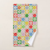 Farbiges, Bold Checkered Blume Y2K-Muster Badhandtuch Set (Handtuch)