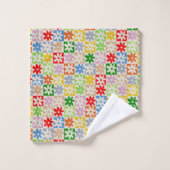 Farbiges, Bold Checkered Blume Y2K-Muster Badhandtuch Set (Waschlappen)